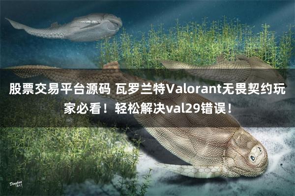 股票交易平台源码 瓦罗兰特Valorant无畏契约玩家必看！轻松解决val29错误！