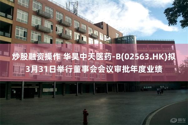炒股融资操作 华昊中天医药-B(02563.HK)拟3月31日举行董事会会议审批