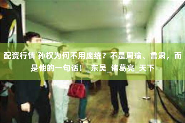配资行情 孙权为何不用庞统？不是周瑜、鲁肃，而是他的一句话！_东吴_诸葛亮_天下